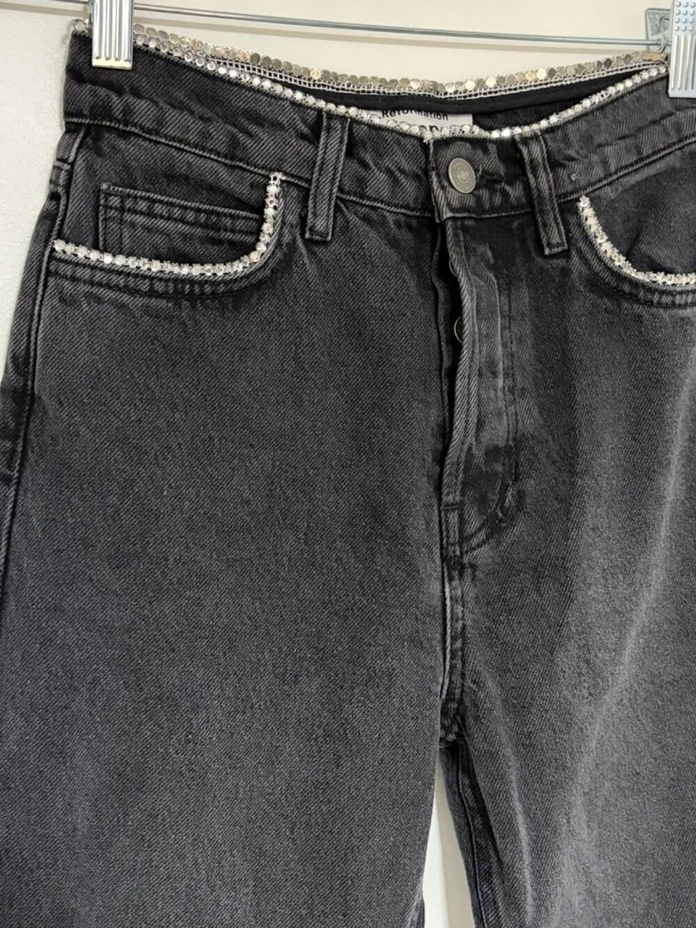Reformation Stardust Women’s HR Straight Jeans in Ventura Sz 25 Button Fly - Picture 4 of 12